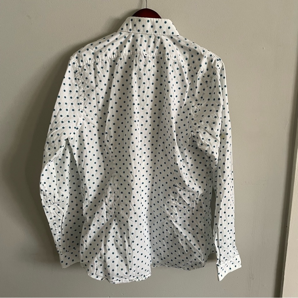 Express White Printed Longsleeve Button-Down With… - image 3